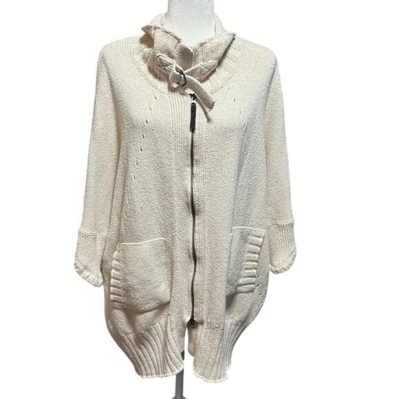 Soft Surroundings Oversized Zip-Front Tunic Cardigan Sweater Cotton Wool (S/M) - Picture 2 of 7